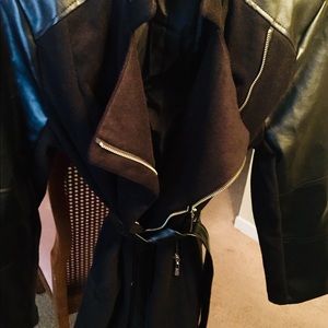 Soft Leather black  zipper jacket with belting